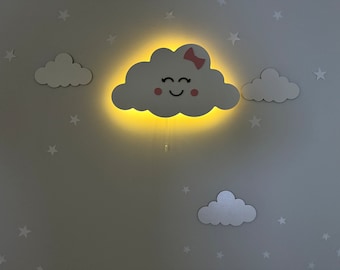Cute Cloud Lamp Set, Cloud Night Light, Baby Room Decor, Cloud Nursery Wall Art, Nursery Decor, Kids Wall Lamp, Custom Baby Gift for Kids