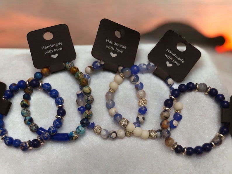 Blue Beaded Bracelets. Etsy