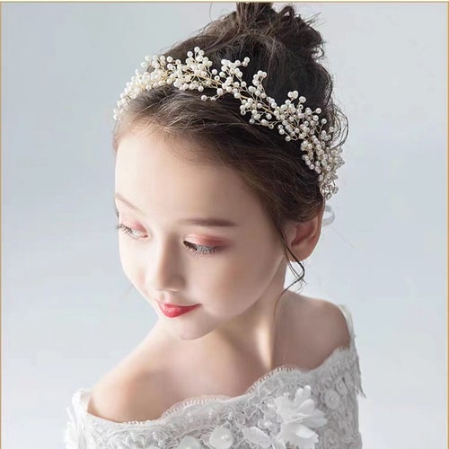 Pearl Tiaras / Girls Headbands / Flower Girl Headbands / Etsy