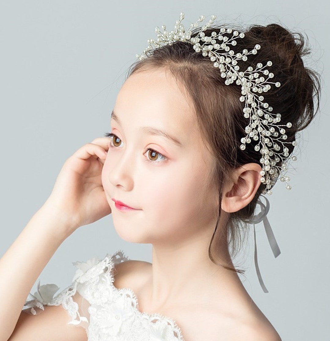 Flower Girl Headband / Pearl Tiaras / Silver Headband / Etsy