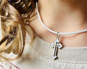Enamel Cross With Necklace Cord (10 colors)