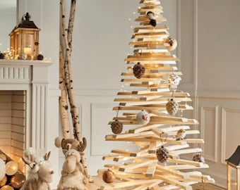 Weihnachtsbaum, umweltfreundlicher Weihnachtsbaum, drehbarer Weihnachtsbaum aus Holz, Design-Weihnachtsbaum, drehbarer Weihnachtsbaum aus Holz