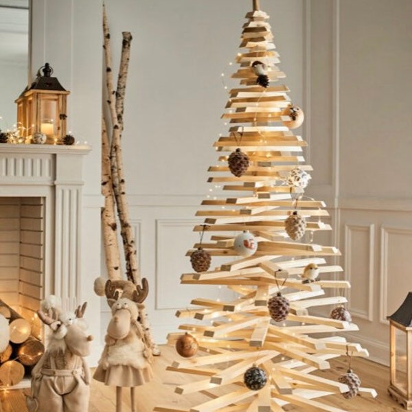 Sapin de Noël, Sapin de Noël écologique, Sapin de Noël rotatif en bois, Sapin de Noël design, Arbre rotatif en bois