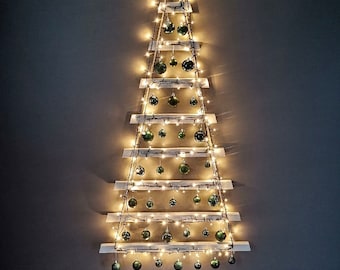 Wall-mounted Christmas tree, Hanging Christmas tree made of wood and rope, Designer Christmas tree, Wall-mounted Christmas tree, Fir tree