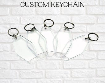 Custom Retro Motel Keychain | Personalized Key Tag | Vintage Style Keychain