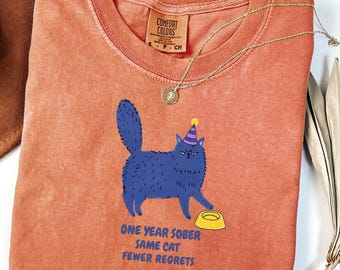Custom Sober Year Cat Shirt – Funny Soberversary Gift Tee