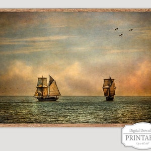 Tall Ships Digital Download, Vintage Sailing Ship Printable Download, Sailing Ships Instant Download