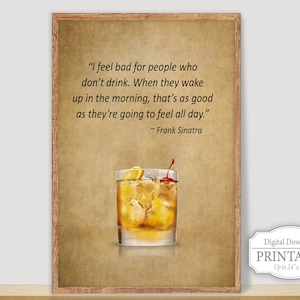 Mixed Drink Quote Download, Bar Wall Art Instant Download, Whiskey Digital Downloads, Man Cave Printable Wall Decor