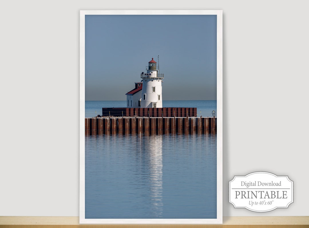 Printable Cleveland Lighthouse, Lighthouse Instant Download, Cleveland Harbor Lighthouse