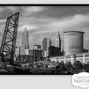 A Bridge To Cleveland Printable Download, Cleveland  Cityscape Download, Cleveland skyline Digital Download