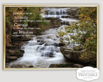 Serenity Prayer Waterfall Photo Art Print (Digital Download)