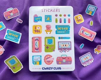 90s Sticker Sheet | Retro Stickers | 90s stickers | 90s party | 90s aesthetic | 90s decorations | 90s birthday  | 90s giftdecorations