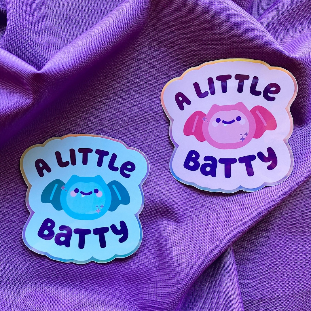 A Little Batty Vinyl Holographic Sticker | Spooky Sticker | Bat Sticker ...