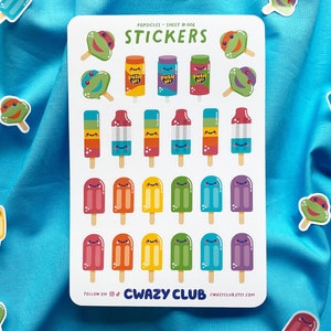 Popsicle Summer Sticker Sheet | Retro Stickers | 90s stickers | 90s party | 90s aesthetic | Summer Sticker Sheet | Popsicle Stickers