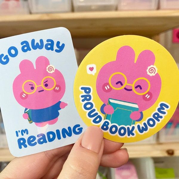 Bunny Bookish Stickers | Book Lover Stickers | Book Sticker | Book Lovers | Book Lover Gift | Book Worm Sticker | Book Worm Gift