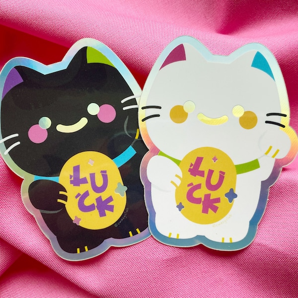 Lucky Cat Sticker | Maneki Neko Sticker | Fortune Cat | Good Luck Gift | Feng Shui Cat Sticker | Asian Sticker | Kawaii Cat Sticker