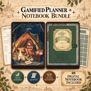Gamified Life Planner + Notebook GoodNotes Digital Interactive Productivity Organizer Fantasy RPG All-in-One iPad Tablet Tracker Calendar