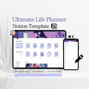 Leuke Notion Planner Sjabloon Alles-in-één ADHD Digitale Levensplanner 2025 That Girl Ondernemer Freelancer Financiën Academische Studenten Tracker