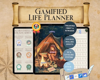 Gamified Digital Life Planner DnD Themed Fantasy Gamification Interactive ADHD Productivity Organizer Undated Habit Task Manager Goodnotes