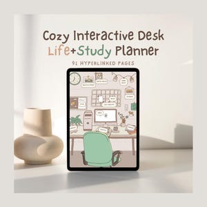 Cozy Digital GoodNotes Student Planner Interactive Desk University College Study Semester Course Exam Notability Cottage-Core Academic