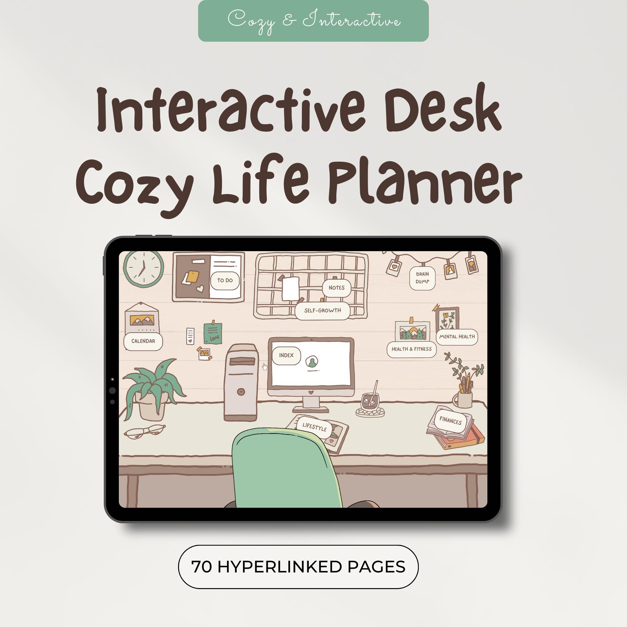 Cozy Digital Goodnotes Life Planner Interactive Desk Cute Boho Undated ...