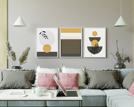 Boho Wall Art Mid Century Modern Wall Art Set of 3 - Etsy