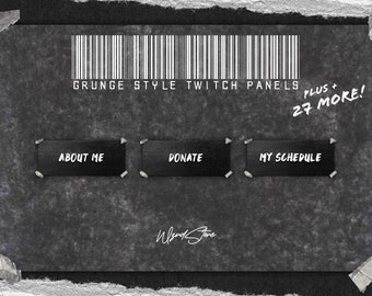 Grunge Style Twitch Panels - Black Tape Aesthetic (PNG Format)