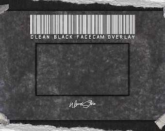 Zwarte facecam-overlay voor streaming: schoon professioneel minimalistisch webcamframe voor Twitch, OBS, YouTube, enz...