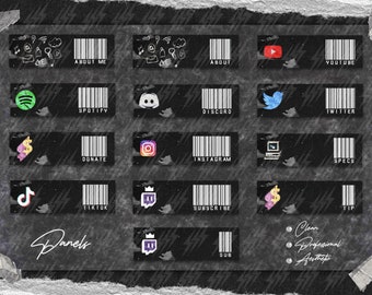 Aesthetic Barcode Twitch Panels – Streaming Package (Digital Download)