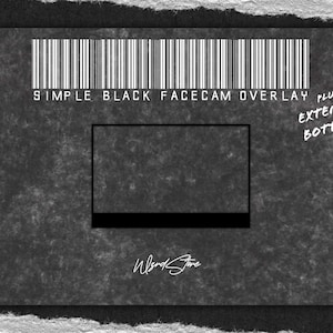 Black Facecam Overlay For Streaming &quot;Extended&quot; Style - Clean Professional Minimalist Webcam Frame for Twitch, OBS, YouTube, etc...