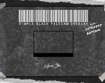 Black Extended Facecam Overlay - Minimalist Stream Webcam Frame (Digital Download)