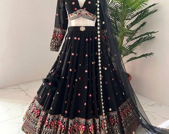 Wedding Season Special Black Lehenga with Fully Stitched Blouse (Customize Measurements Available)