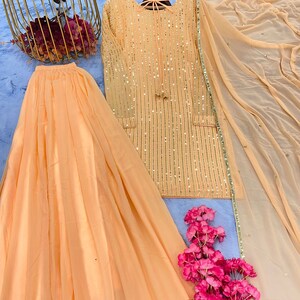 Designer Party Wear Look Top Plazzo & Dupatta Set Party Wear Indian Wedding Wear Bridal Wear. image 4