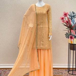 Designer Party Wear Look Top Plazzo & Dupatta Set Party Wear Indian Wedding Wear Bridal Wear. image 6