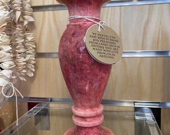 Premium pink Handmade marble vase  Real marble vase from Nigeria handcrafted by local artist flower vase / table top decoration piece