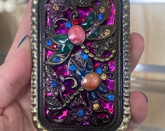 Vintage Taschenspiegel verschönert Metall Schmuck Taschenspiegel Hochzeit Andenken / Kosmetikspiegel / Handgemachter Taschenspiegel klappbar