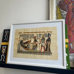Beautiful hand grown and hand crafted Egyptian papyrus piece - framed
