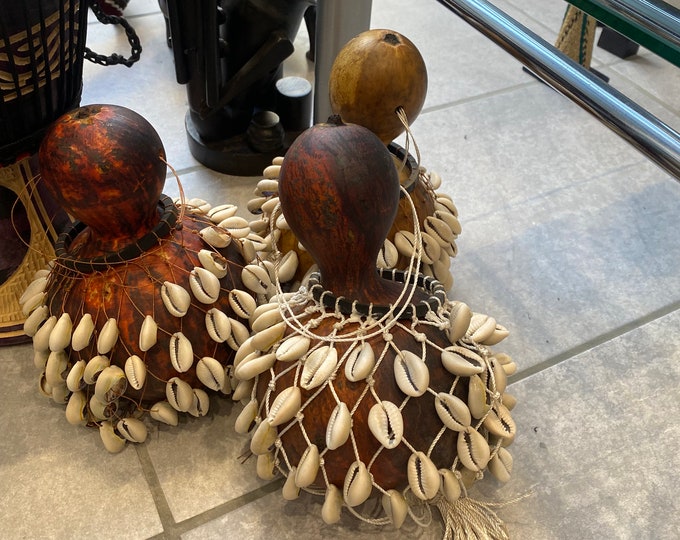 African Rhythm Shaker Gourd Rattles, Hand Painted 10, From Zimbabwe ...