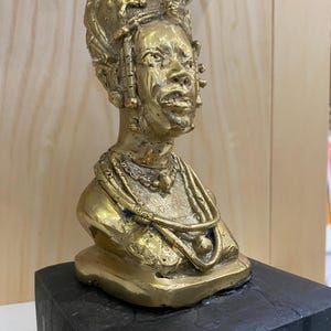 Benin queen bust mid century royalty ornaments brass statue
