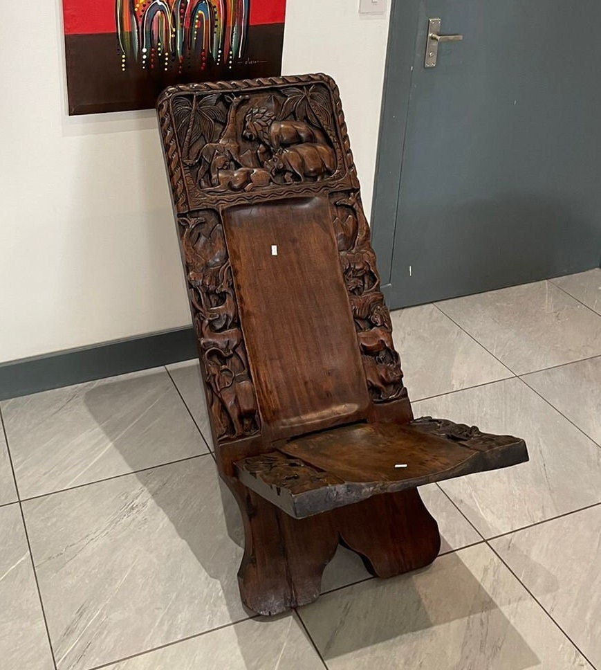 African Animal Chair Intricately Hand Carved Wooden Chair Etsy UK