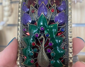 Espejo compacto vintage adornado con joyas de metal espejo de bolsillo recuerdo de boda / espejo de exhibición de tocador / regalo de espejo hecho a mano plegable