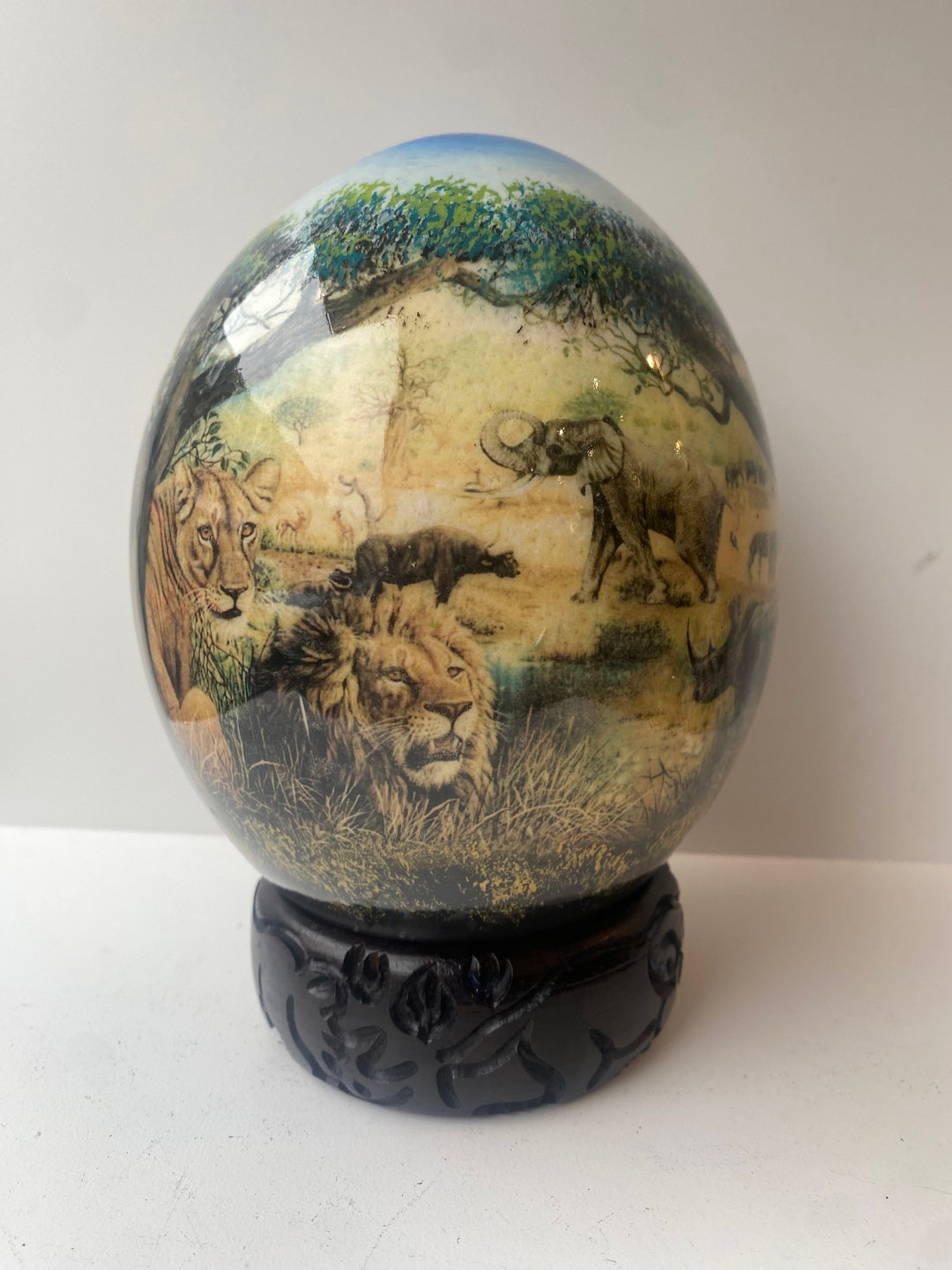 Premium Decoupage Ostrich Egg Hand Decorate the Lions Pride Etsy
