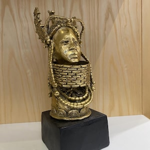 Benin oba king bust mid century benin ornament