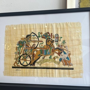 Beautiful hand grown and hand crafted Egyptian papyrus piece - framed