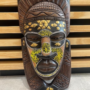 African handcarved mask beaded face mask wall hanging decoration african tribe art sculpture and woodworking’s