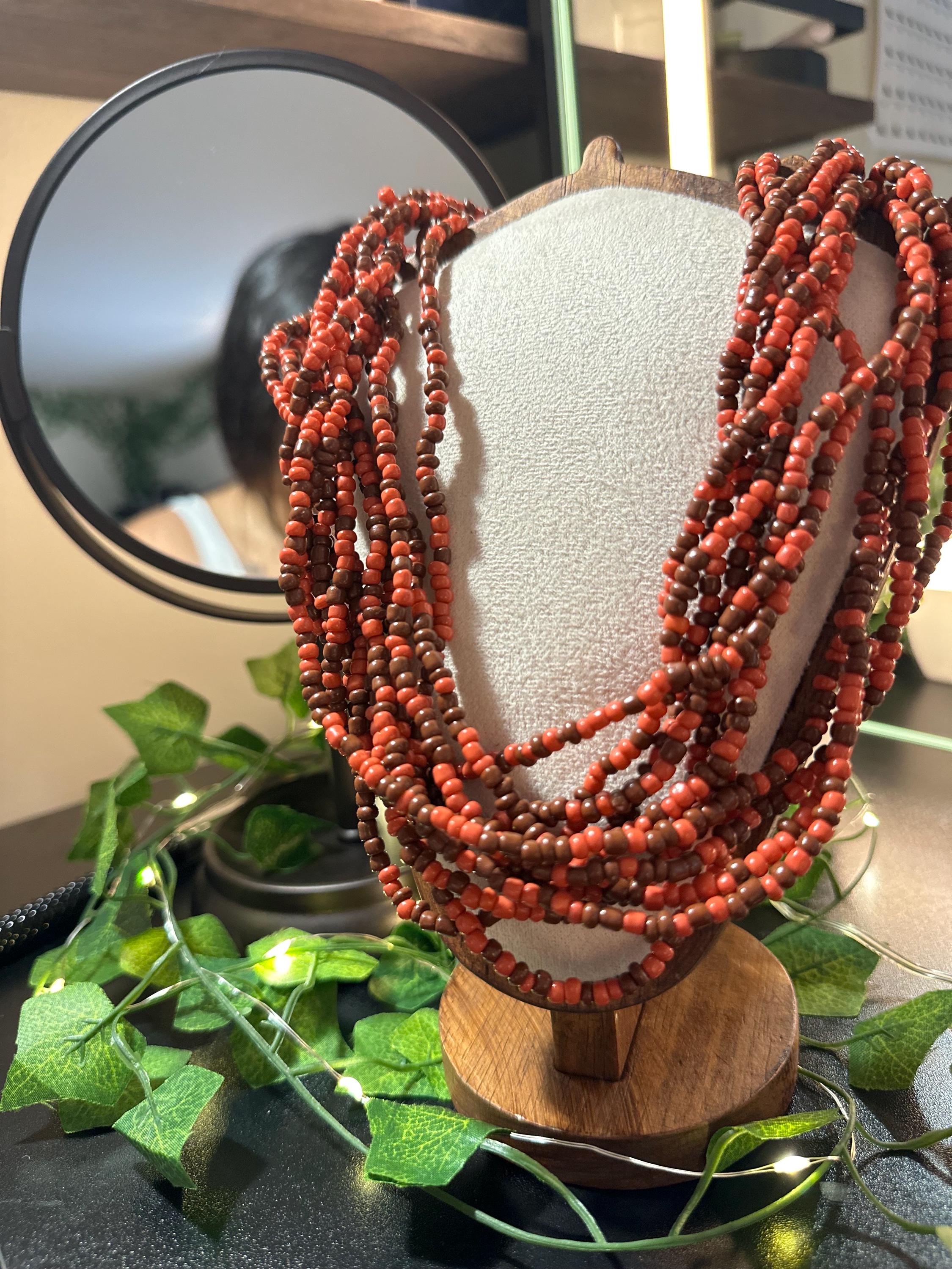Earthbound Ember | Multi-strand Glass Beaded Necklace in Terracotta ...