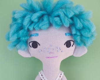 Suki, eco fabric doll, handmade stuffed toy - Criaturis