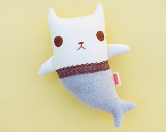 Gluglú the cat-fish, Ecofriendly fabric toy, Handmade plushie - Criaturis