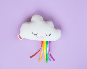 Fabric cloud with rainbow, handmade ecological doll - Criaturis