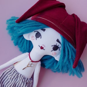 Bianca Handmade Cloth Doll, Harlequin, Unique OOAK Doll Criaturis image 3